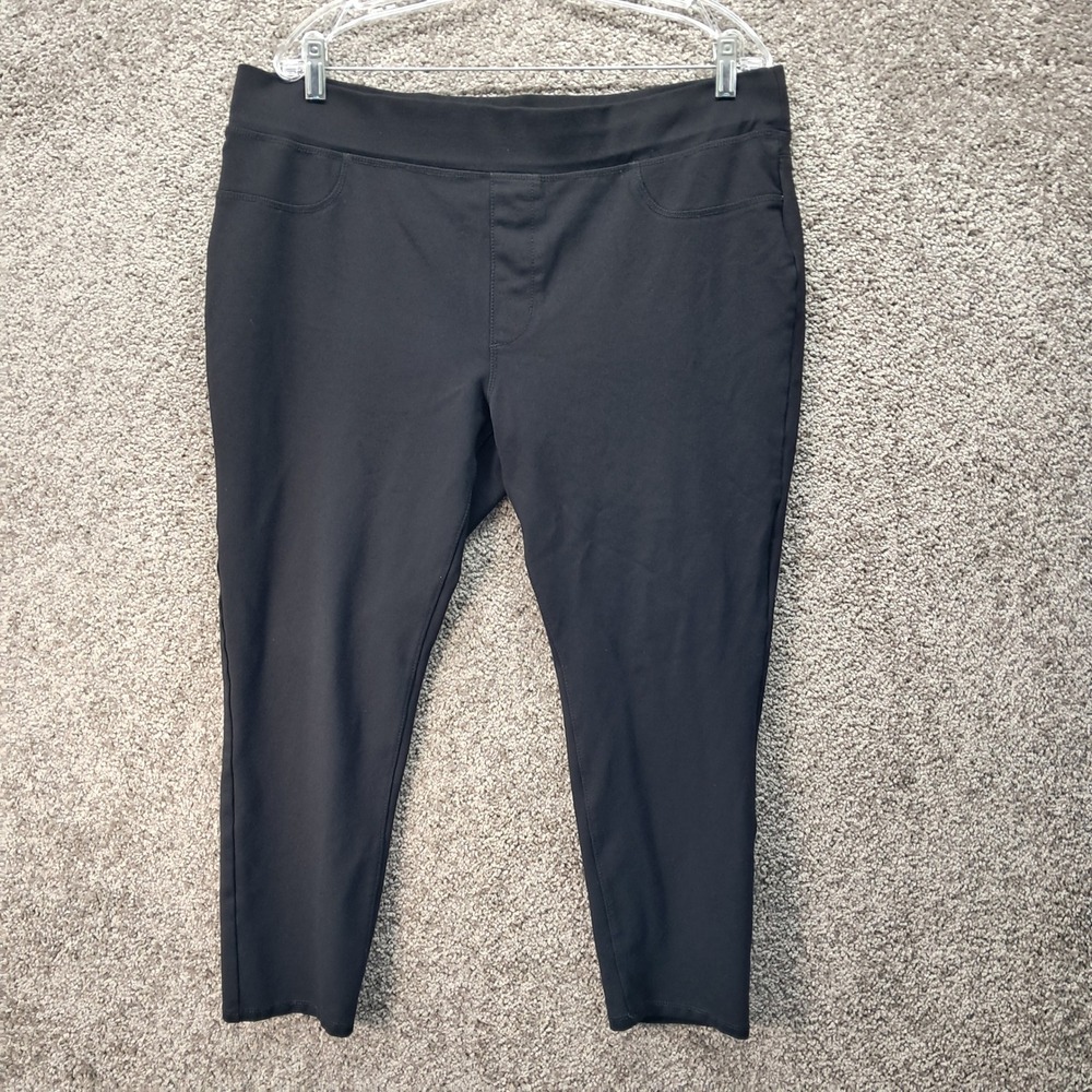 St Johns Bay Black Skinny Leg Pull On Pants Womens PXXL Petite Plus High Rise